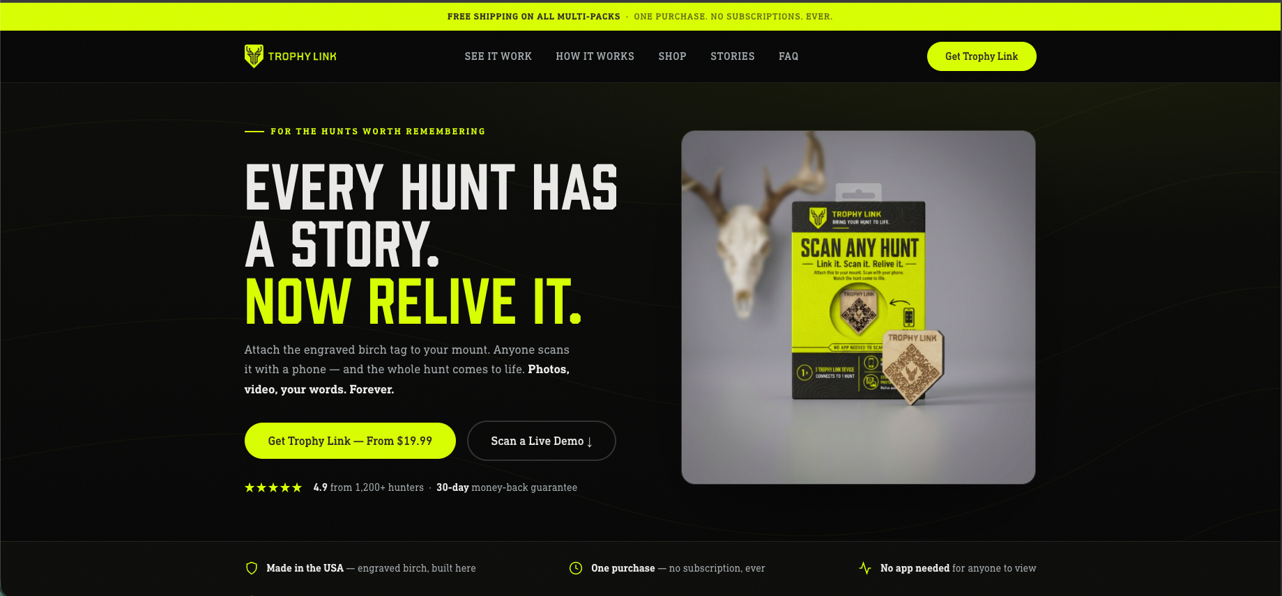 Product landing page built for an outdoor ecommerce brand
