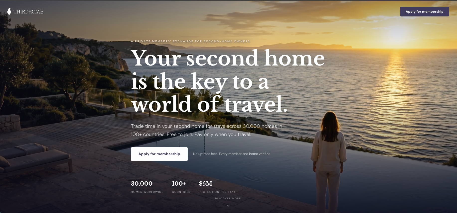 Membership landing page built for a luxury-travel brand