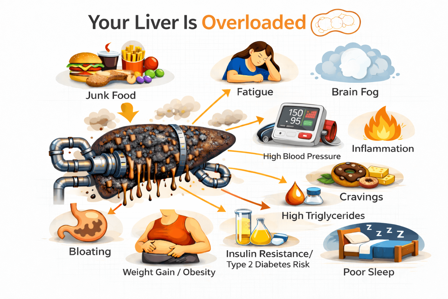 Your Liver Is Overloaded — symptoms diagram