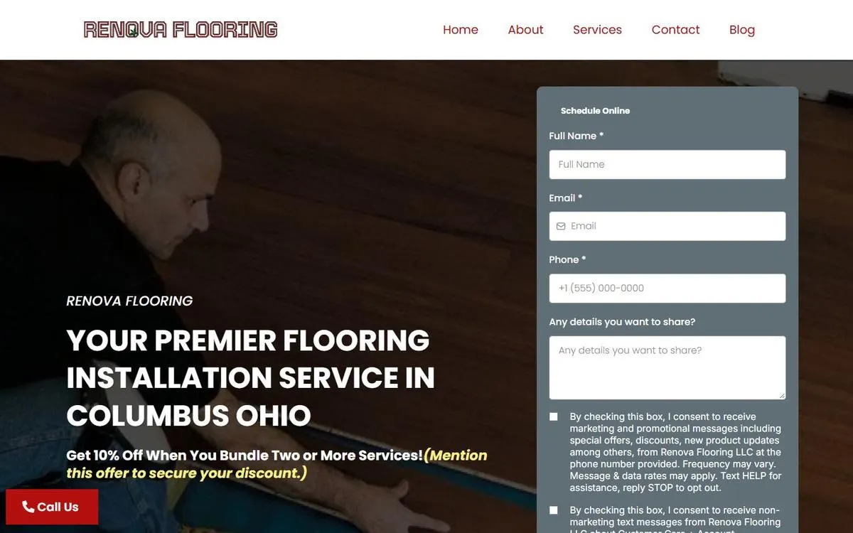 Renova Flooring website homepage