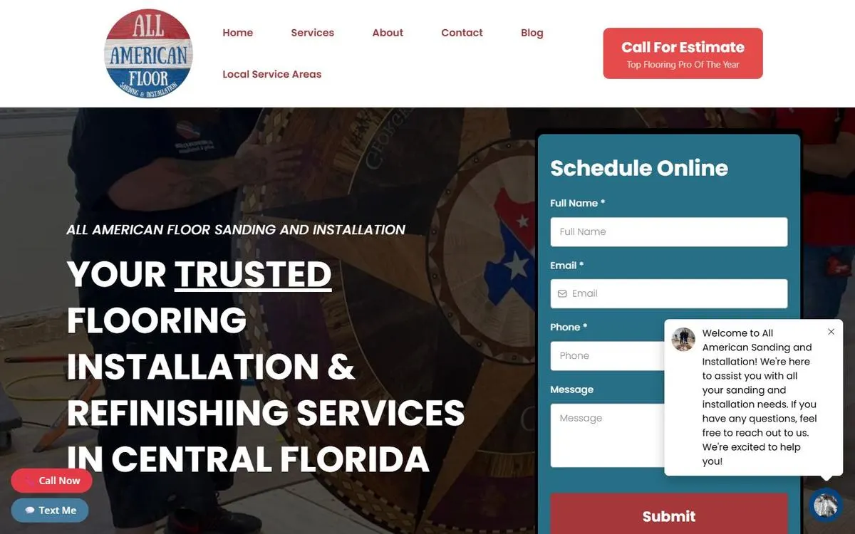 All American Floor Sanding website homepage