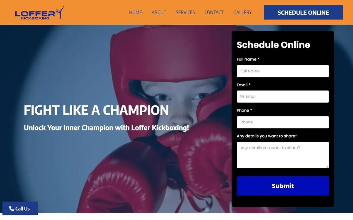 Loffer Kickboxing website homepage