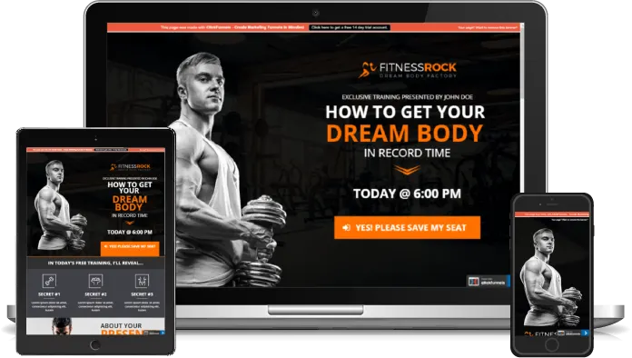 Fitness Funnel coaching funnel built on ClickFunnels