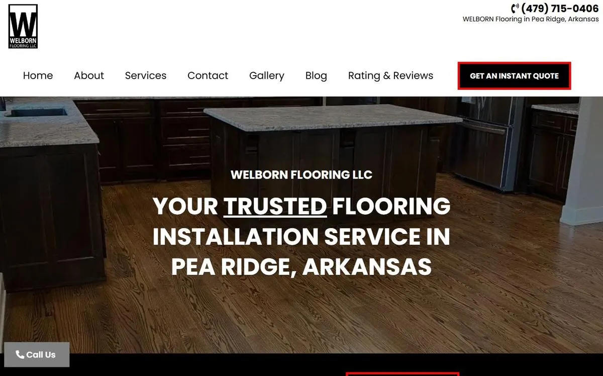 Welborn Flooring website homepage