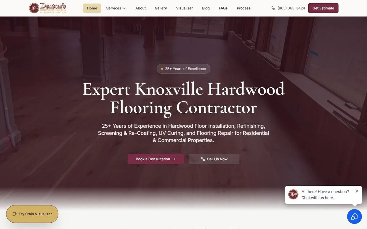 Denton's Hardwood Flooring website homepage