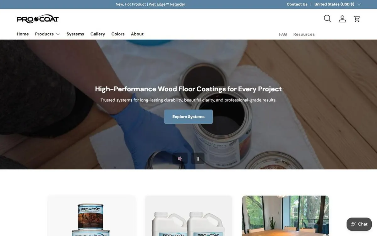 ProCoat Wood Floor Finishes website homepage