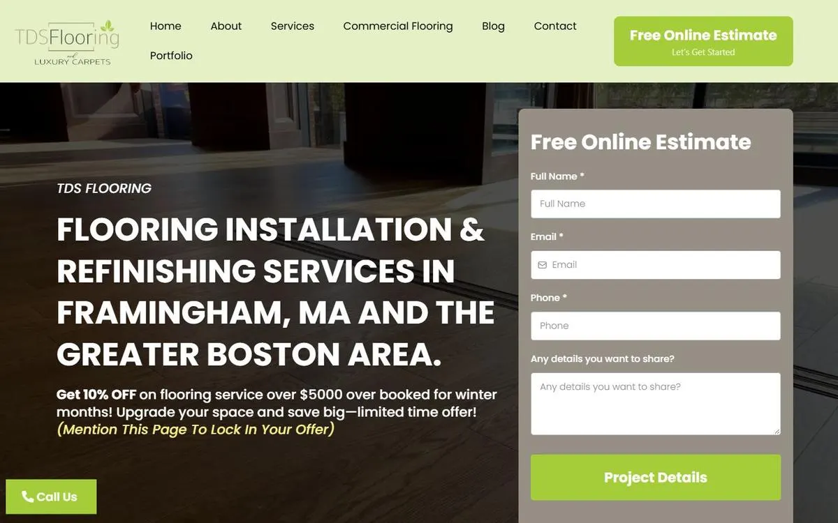 TDS Flooring website homepage