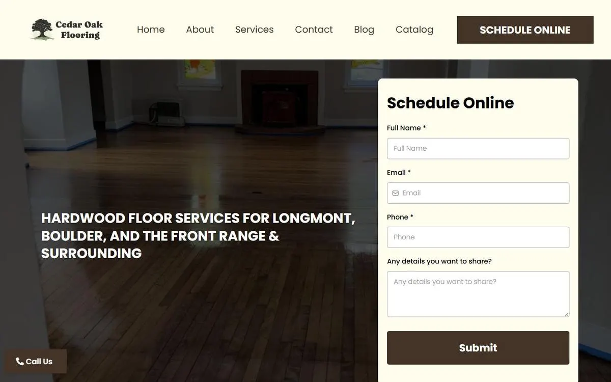 Cedar Oak Flooring website homepage