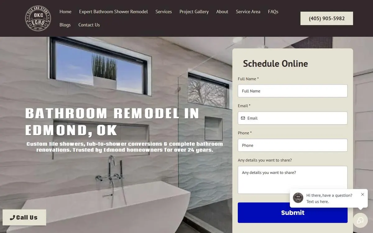 Echo Tile and Stone website homepage