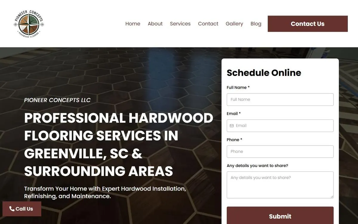 Pioneer Concepts website homepage
