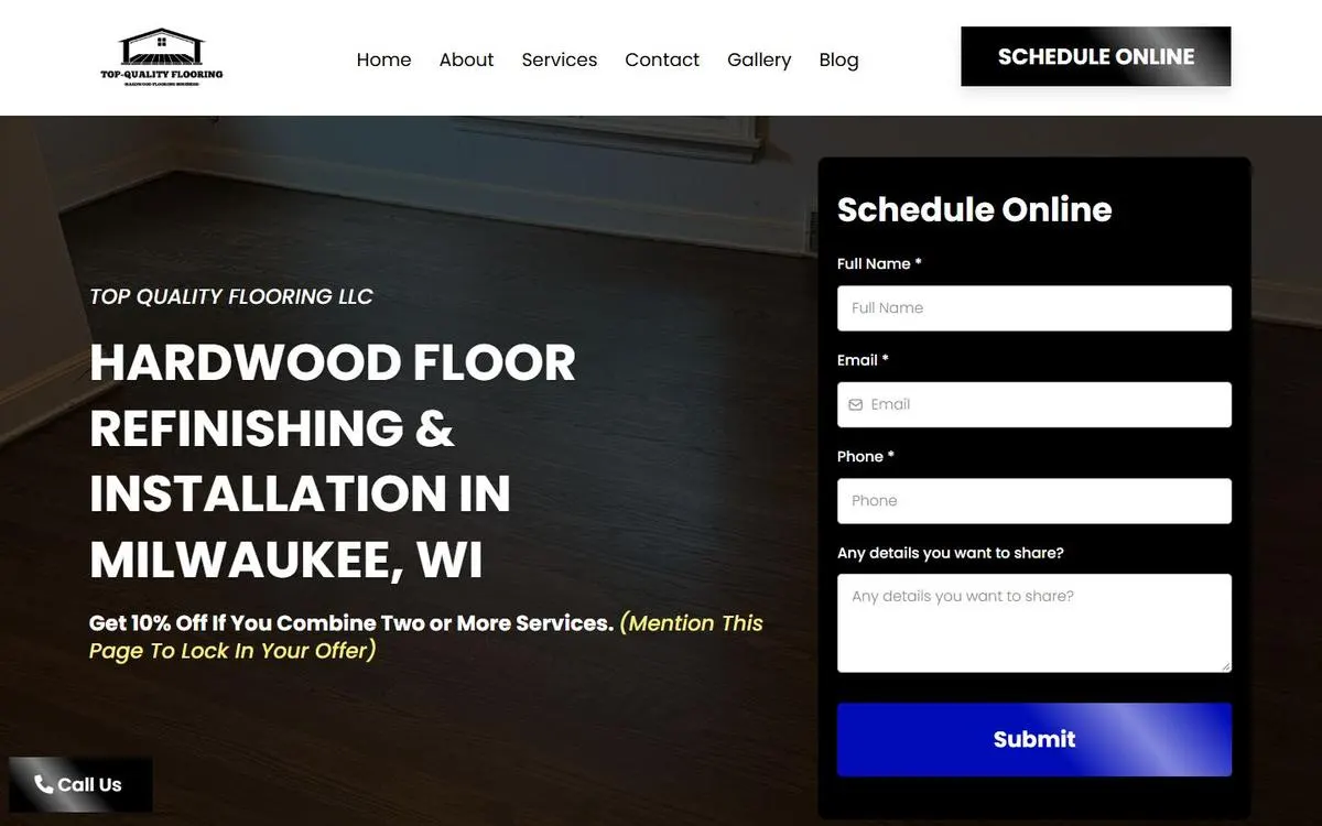 Top Quality Flooring website homepage