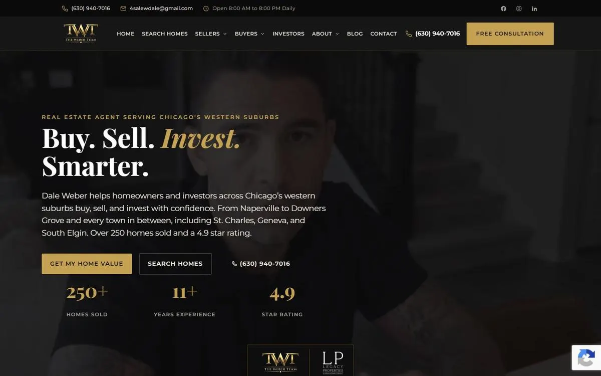 The Weber Team website homepage