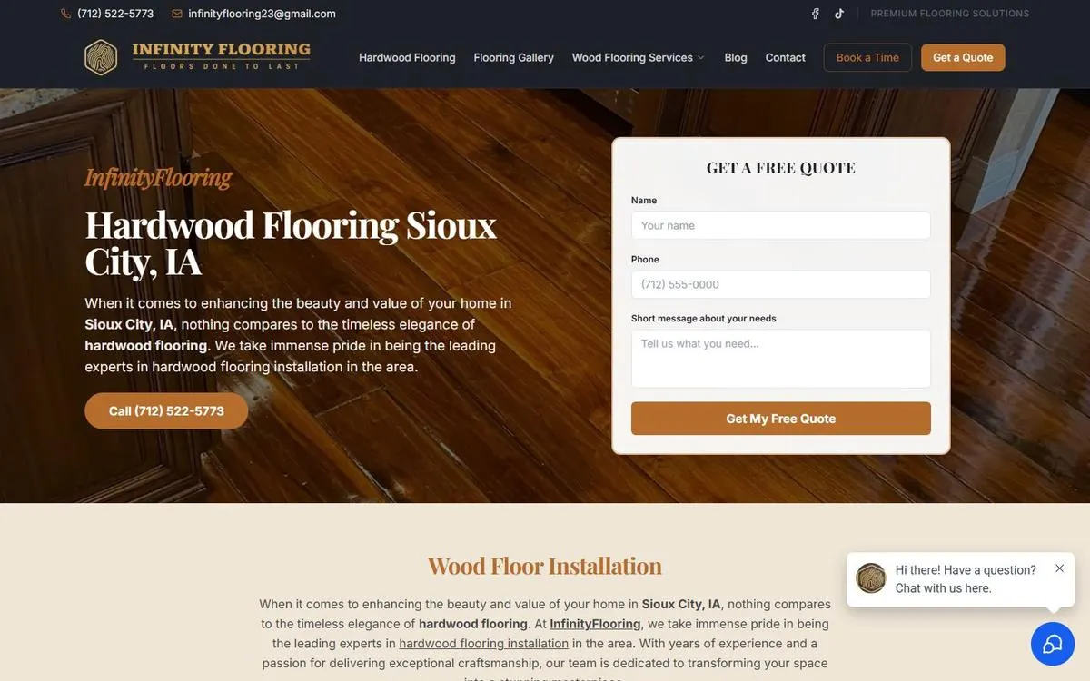 Infinity Flooring website homepage