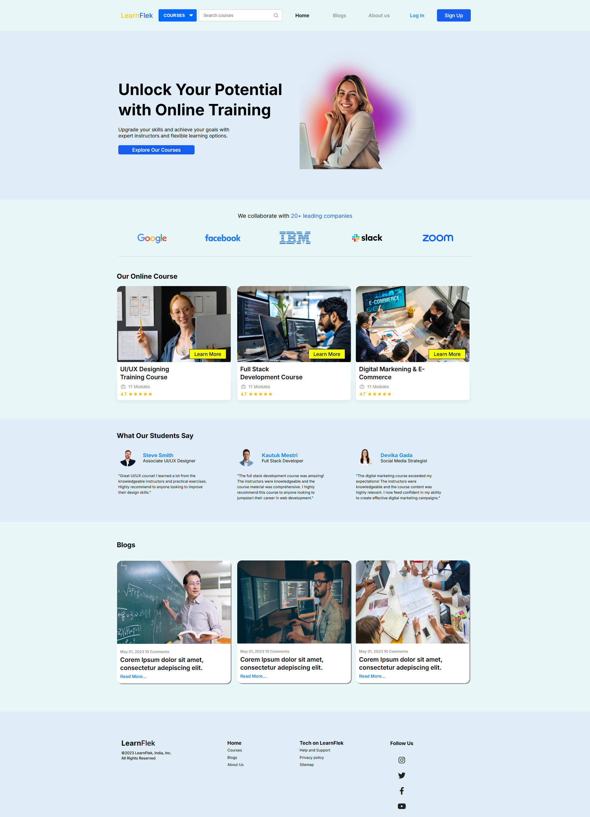 Learnflek full website design