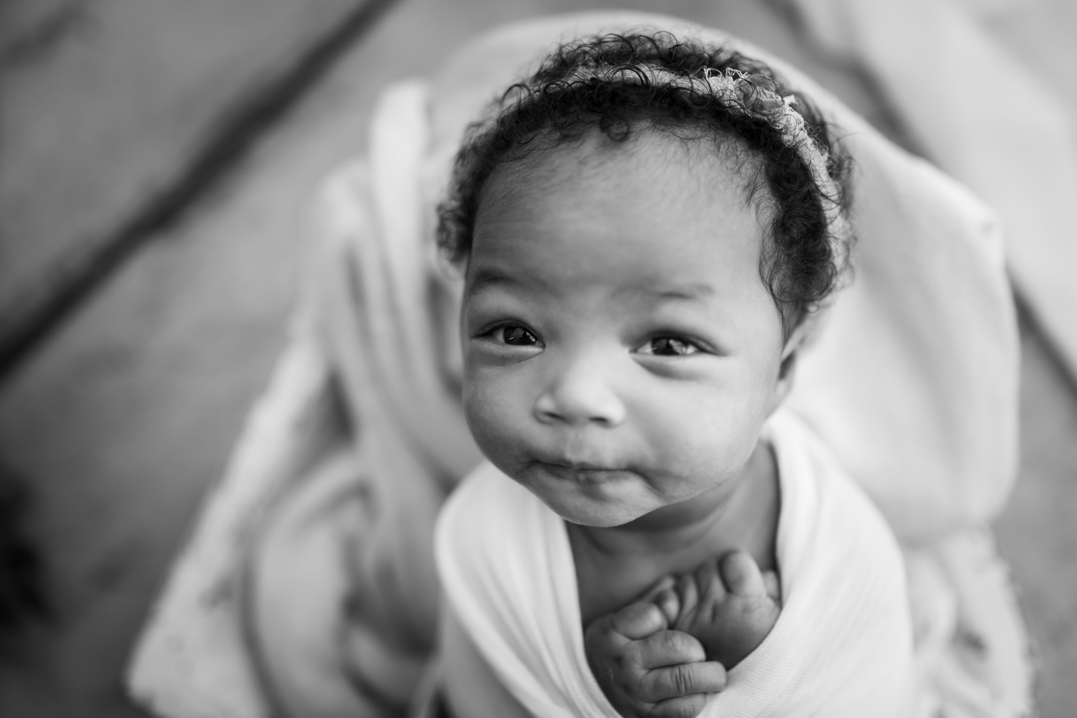 B&W closeup newborn