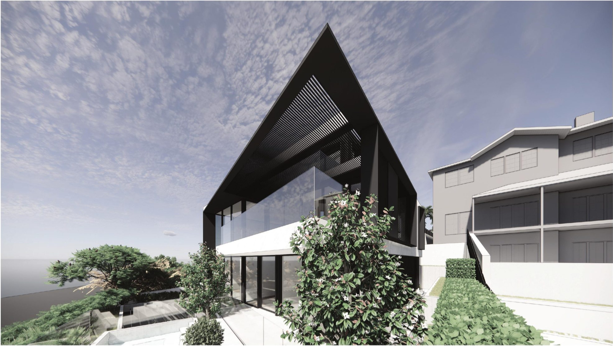 Luxury contemporary residence at twilight