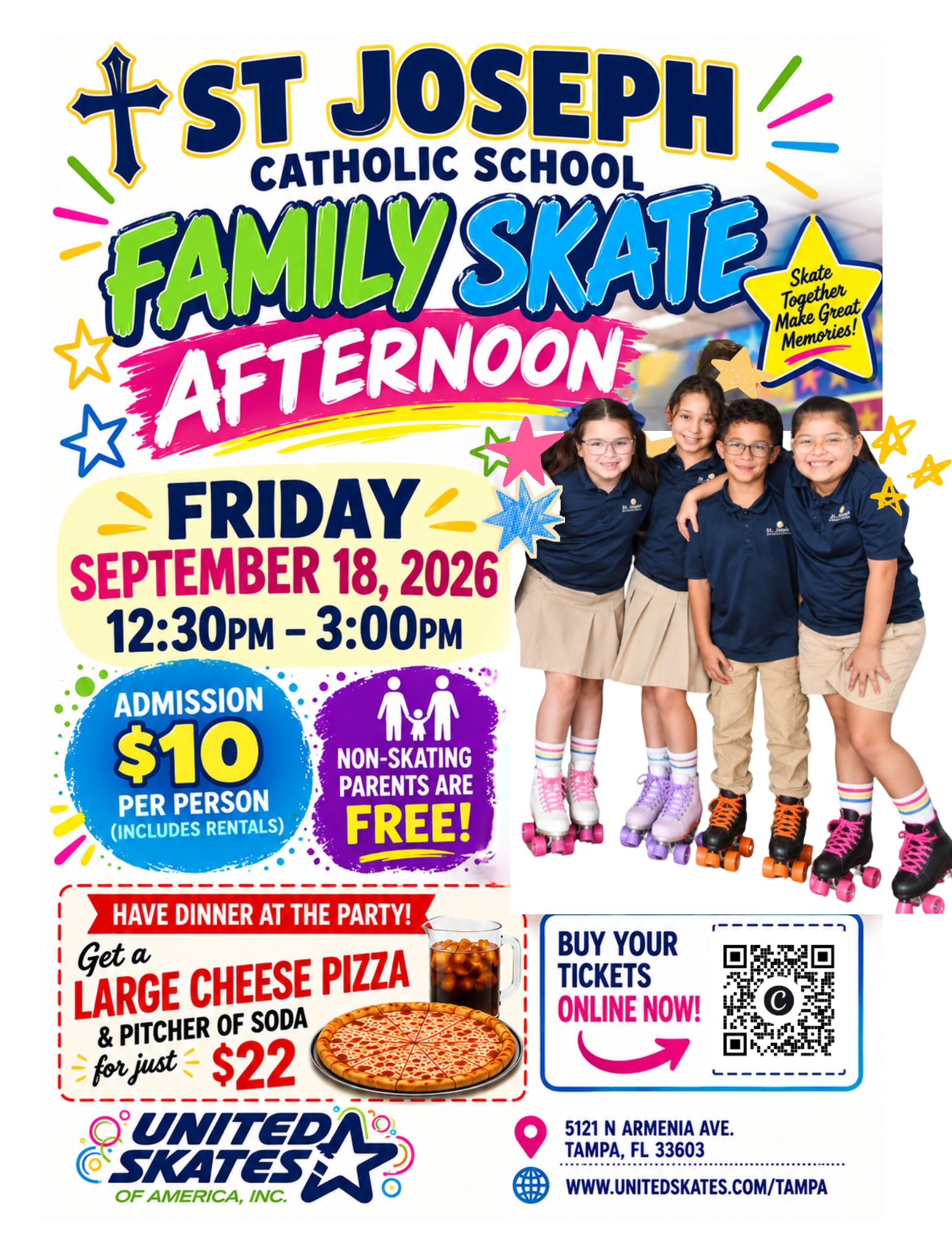 St. Joseph Family Skate Afternoon at United Skates of America — Friday, September 18, 12:30 to 3:00 PM