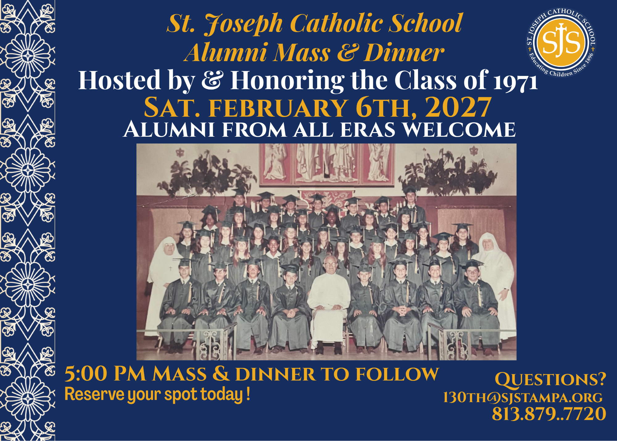 Alumni Mass and reception flyer — February 6