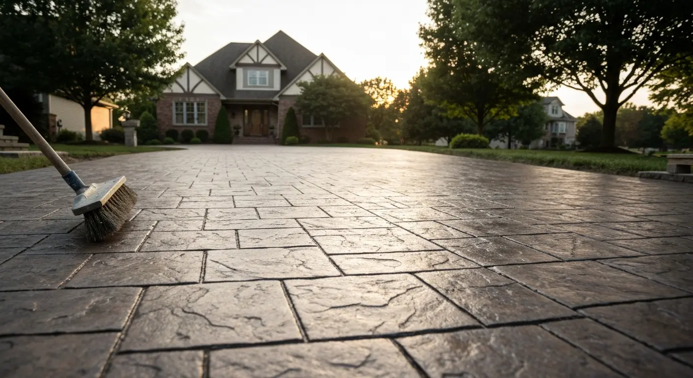 Stamped concrete driveway