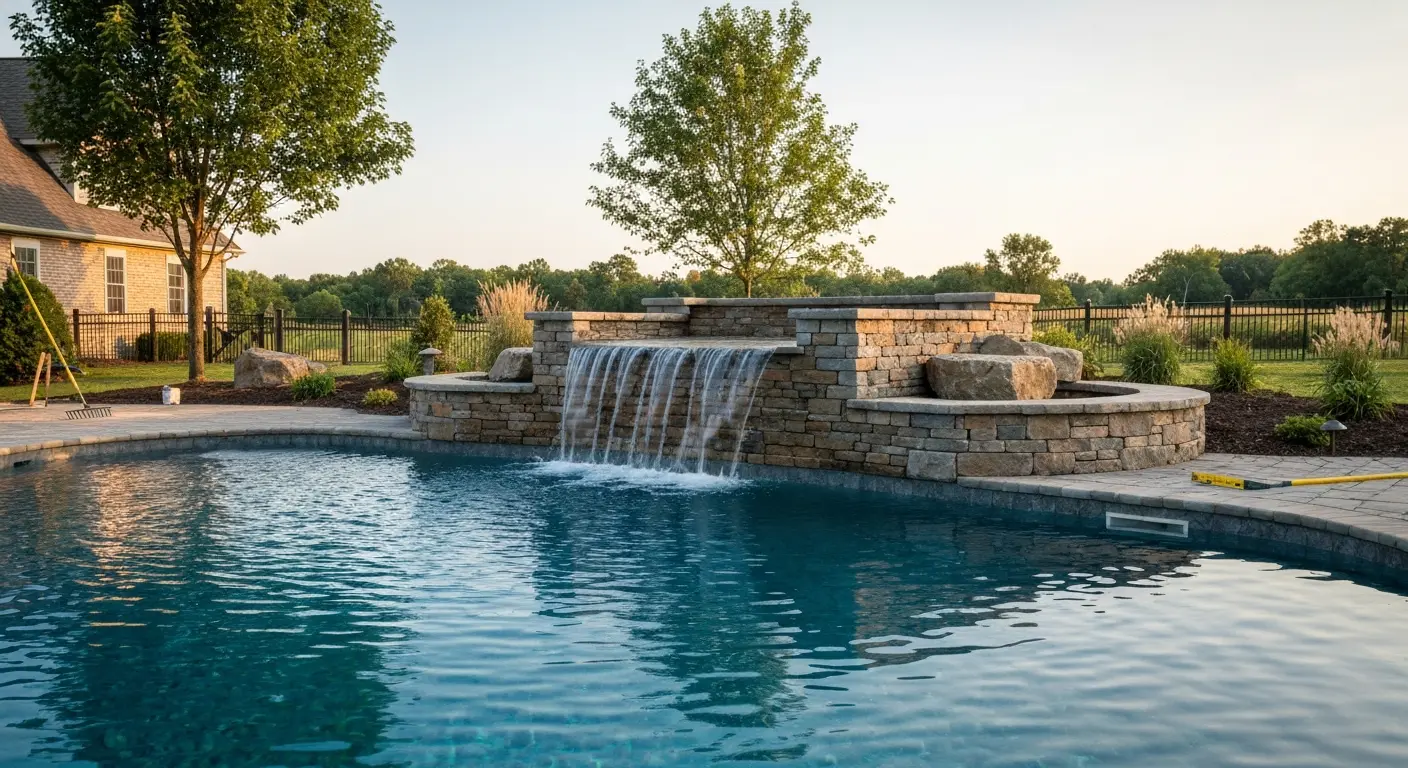 Custom pool with waterfall feature