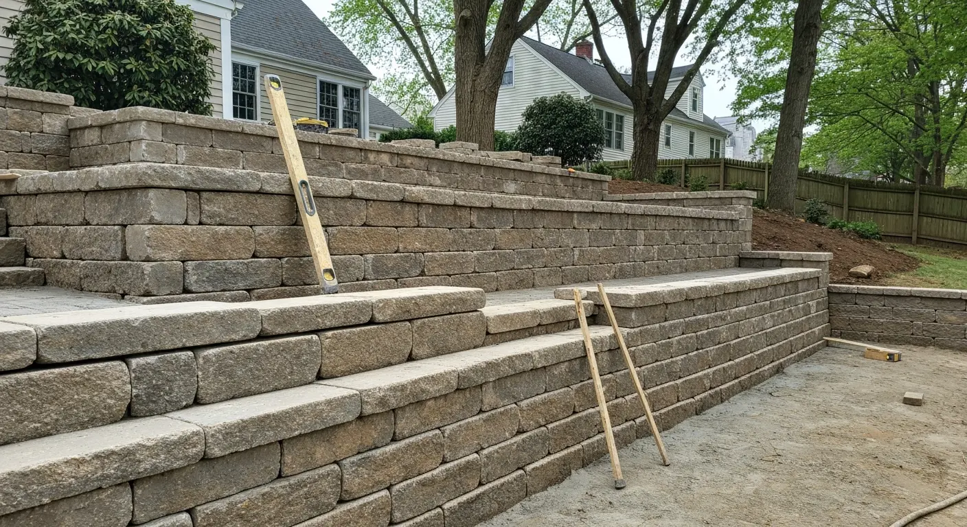 Stone retaining wall