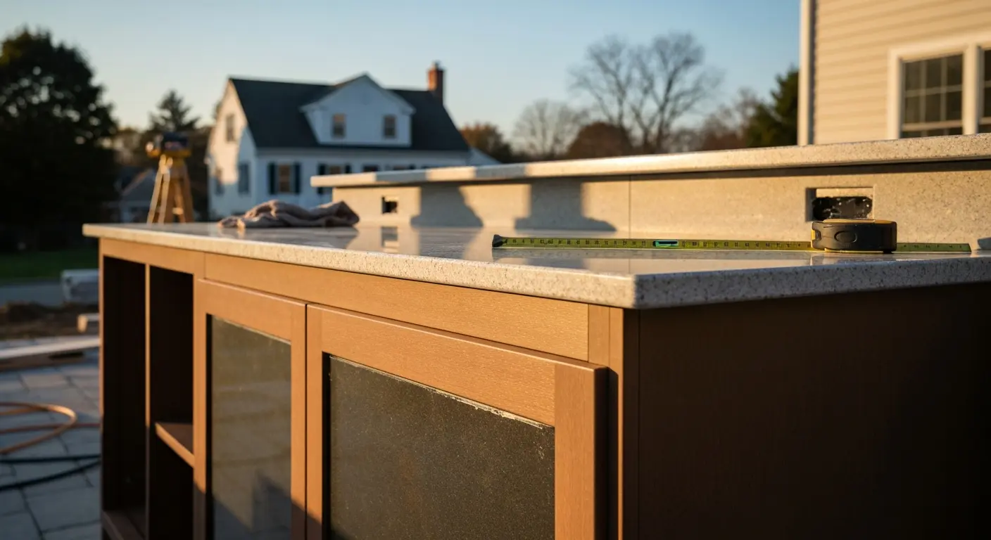 Outdoor kitchen countertops and structural build