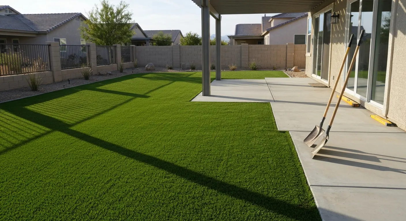 Artificial turf and hardscape