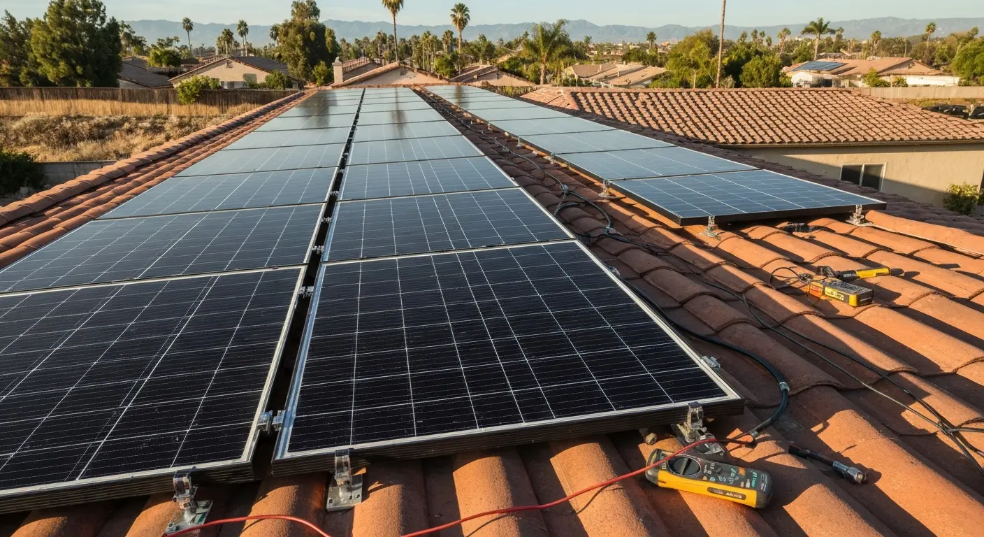 Rooftop solar panel installation