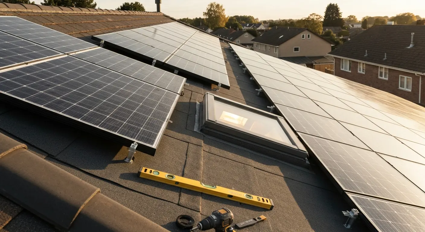 Solar panel and skylight installation