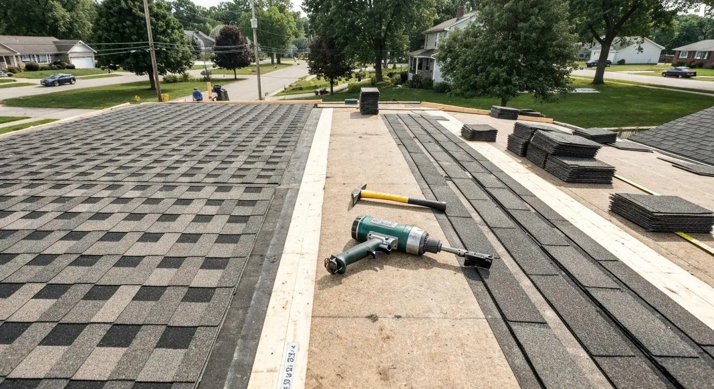 Roof replacement in progress