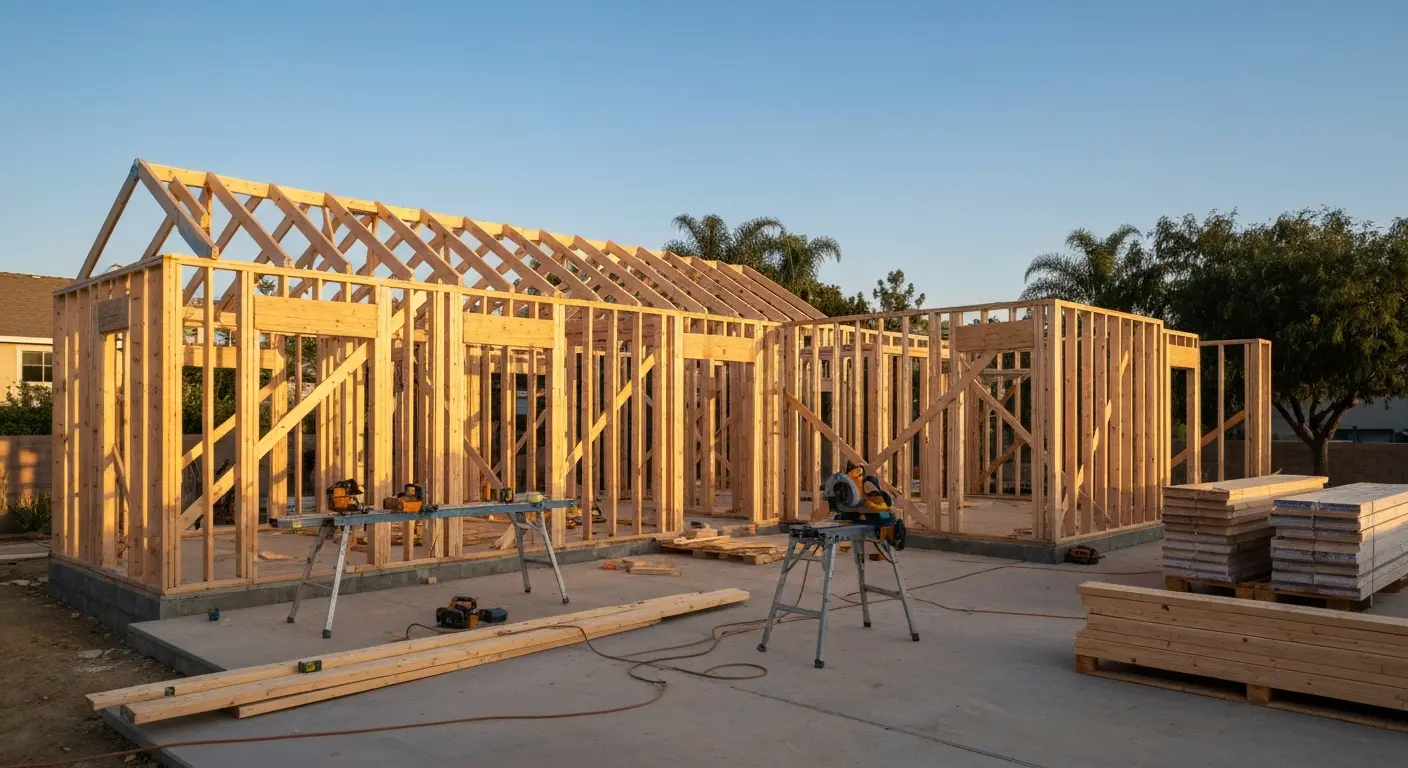 ADU construction framing in Riverside