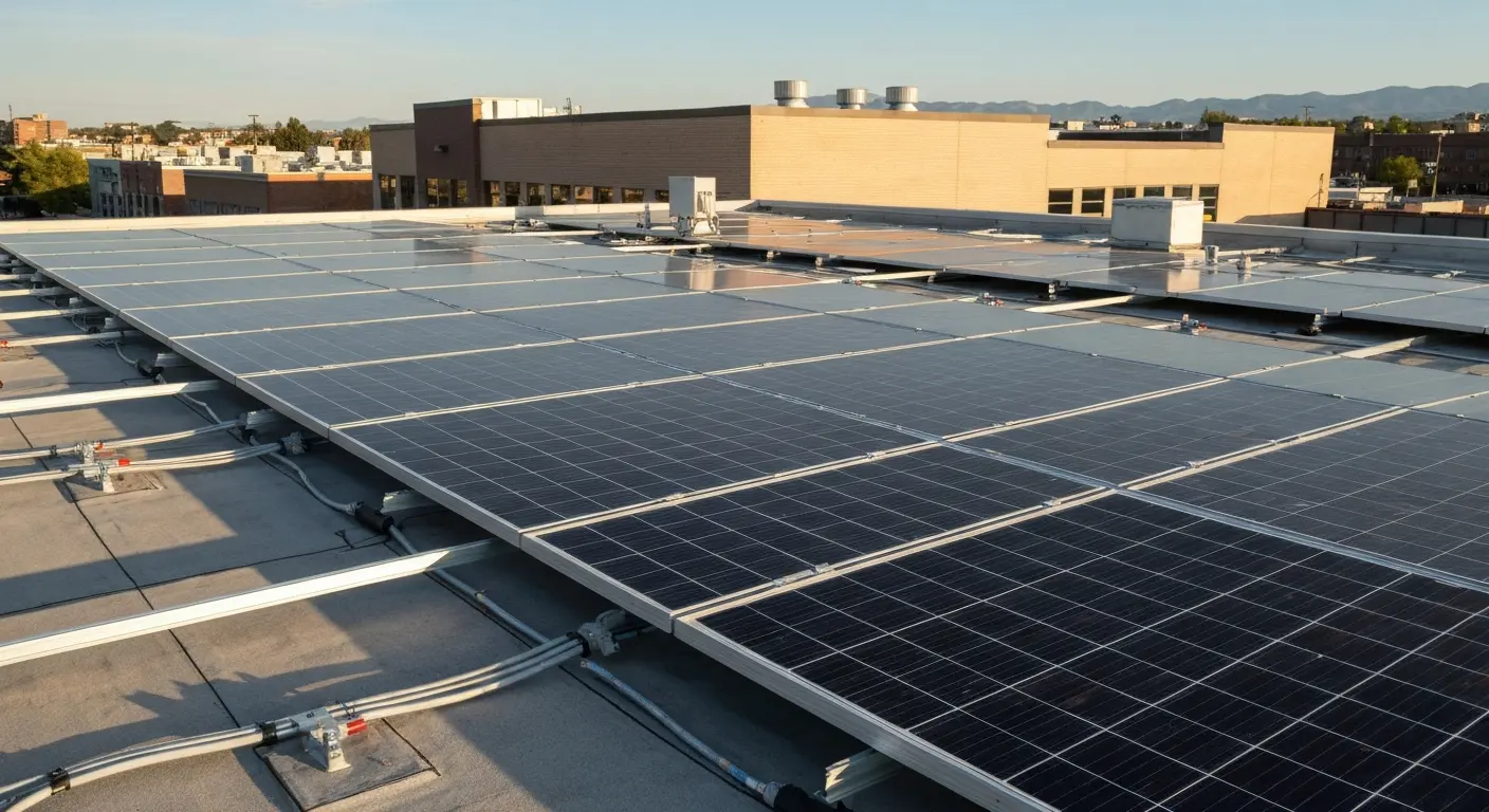 Solar panel installation on roof