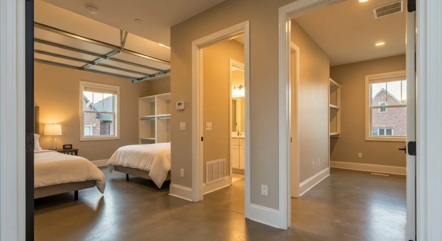 Guest suite garage conversion bedroom