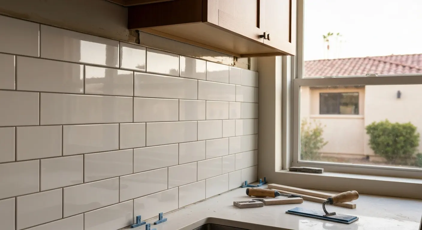 Ceramic tile backsplash