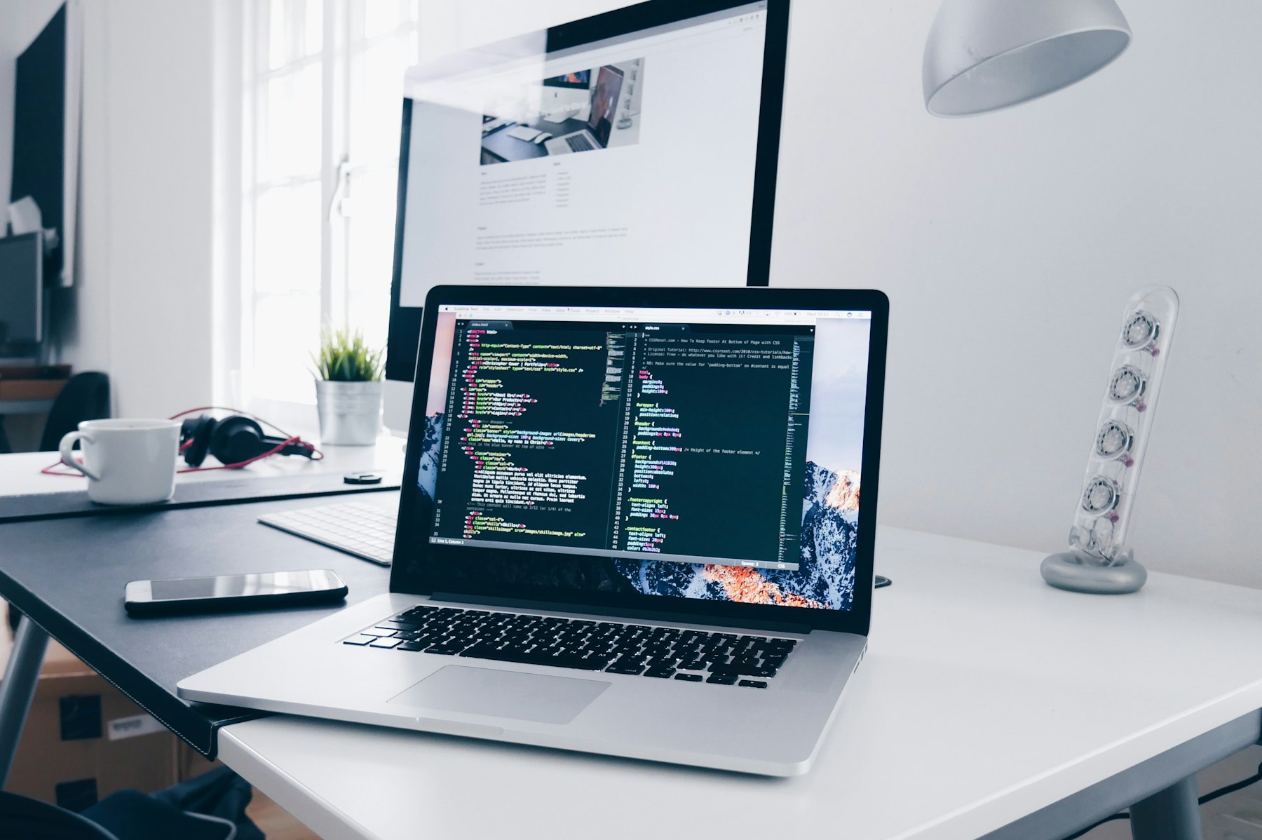 A laptop on a bright desk