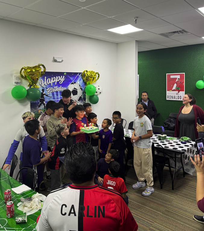Kids enjoying a birthday party at VOLTA Soccer Training Center