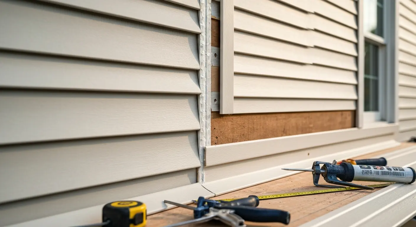 Siding repair close-up