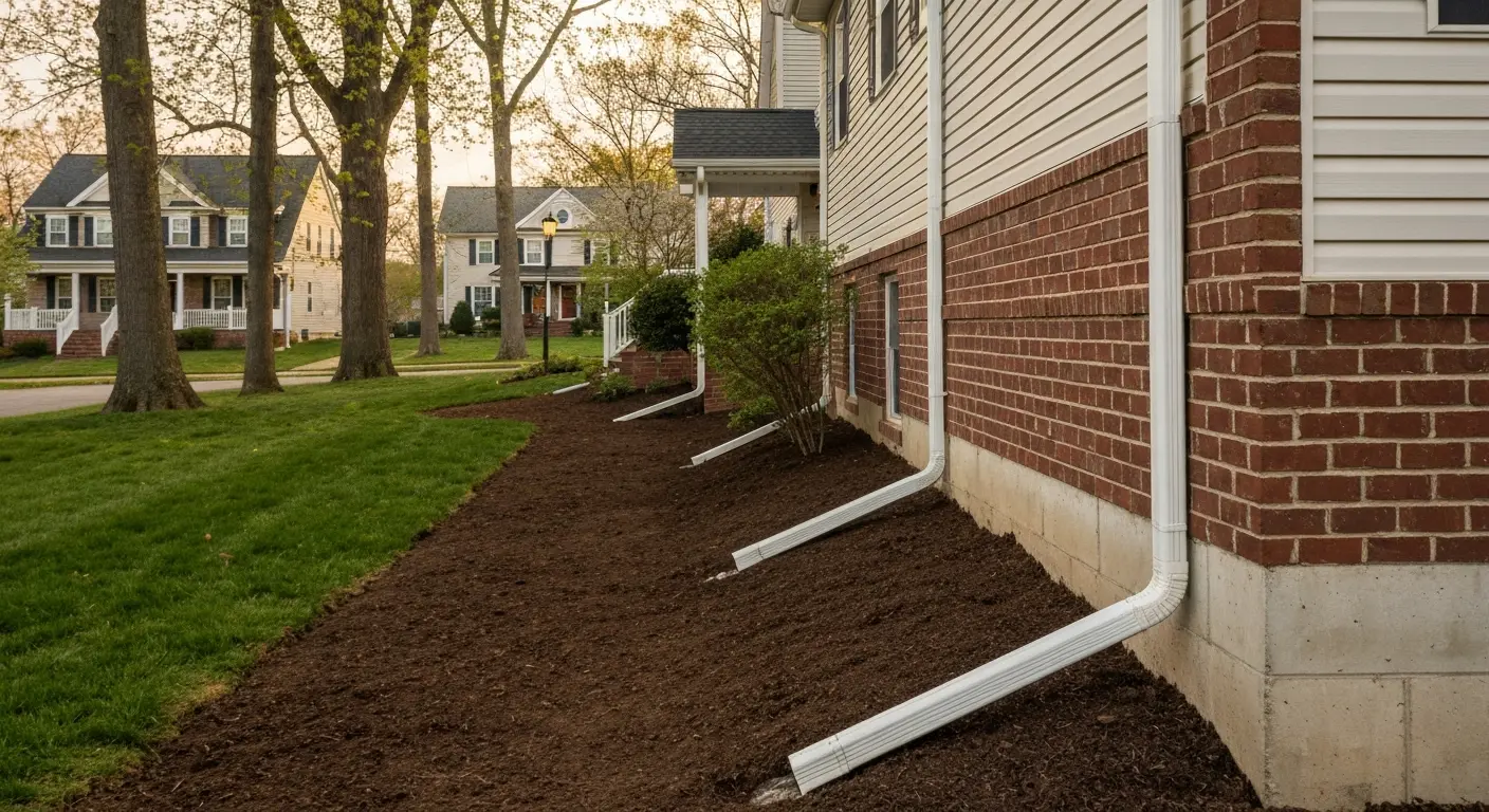 Downspout installation and grading