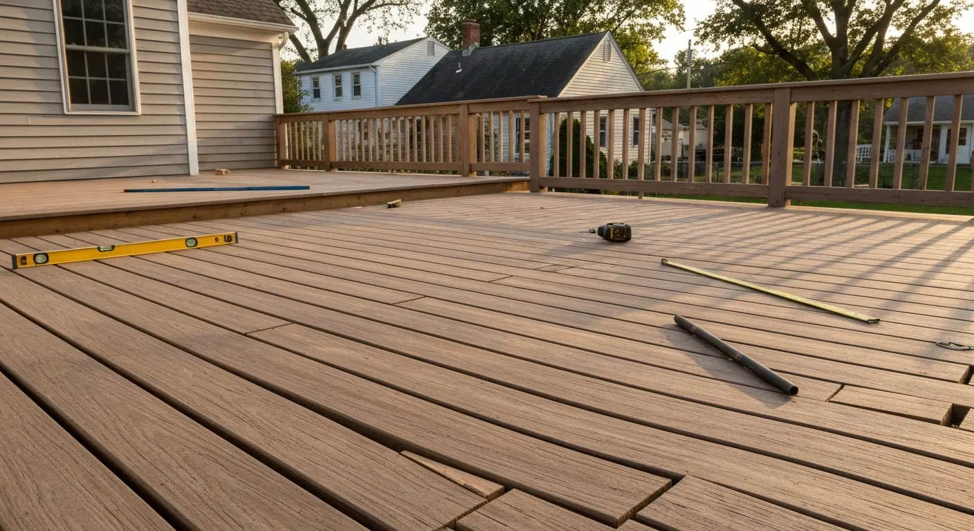 Composite deck boards and materials