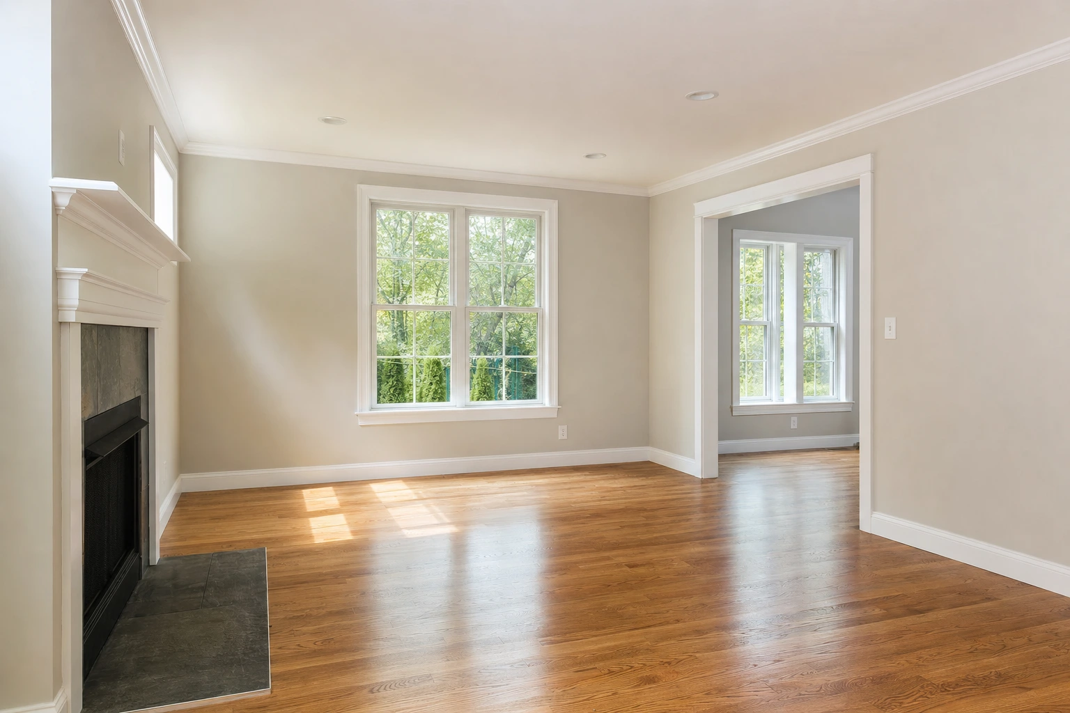 Finished interior room after drywall repair and painting
