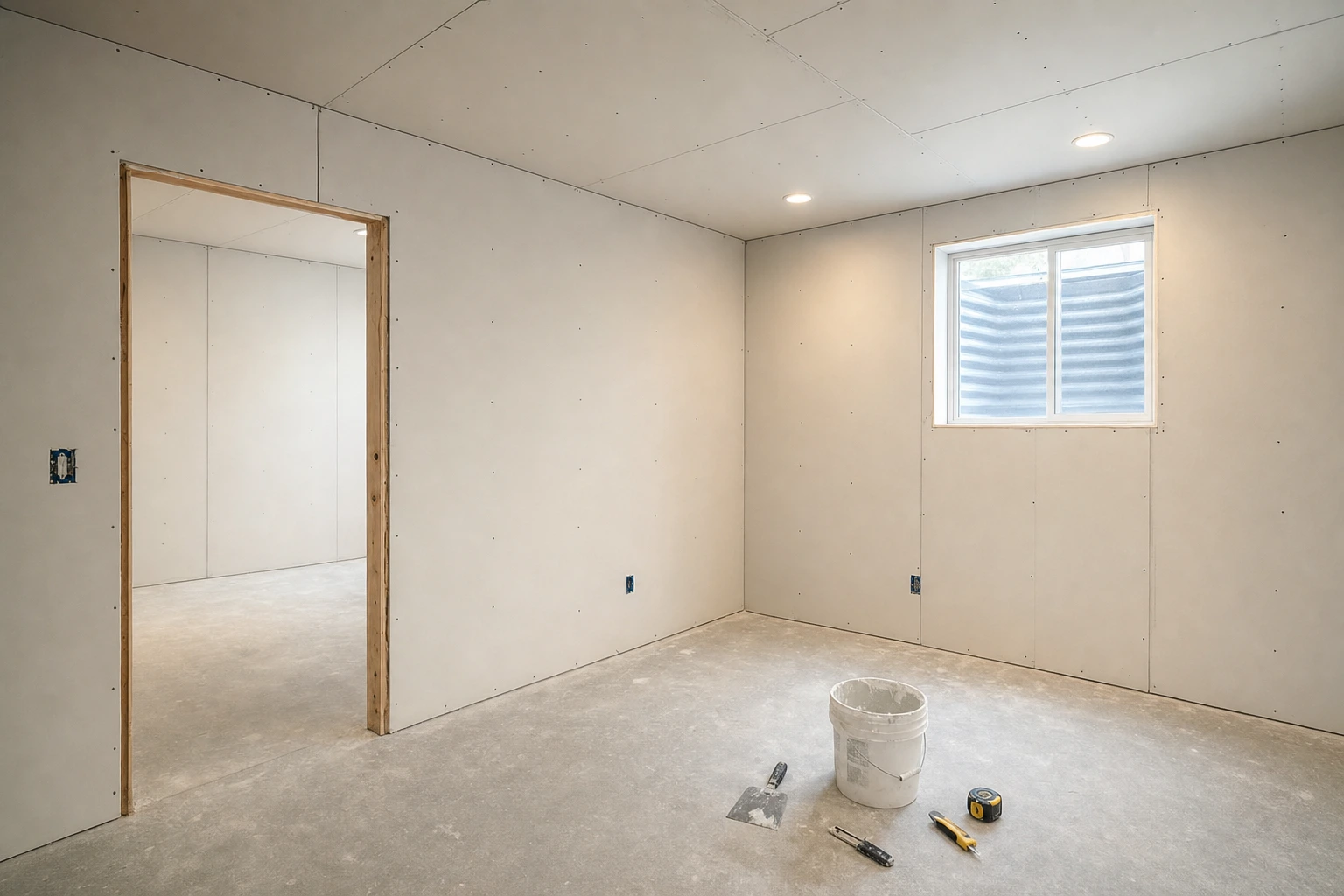 Drywall installation for a home remodeling project