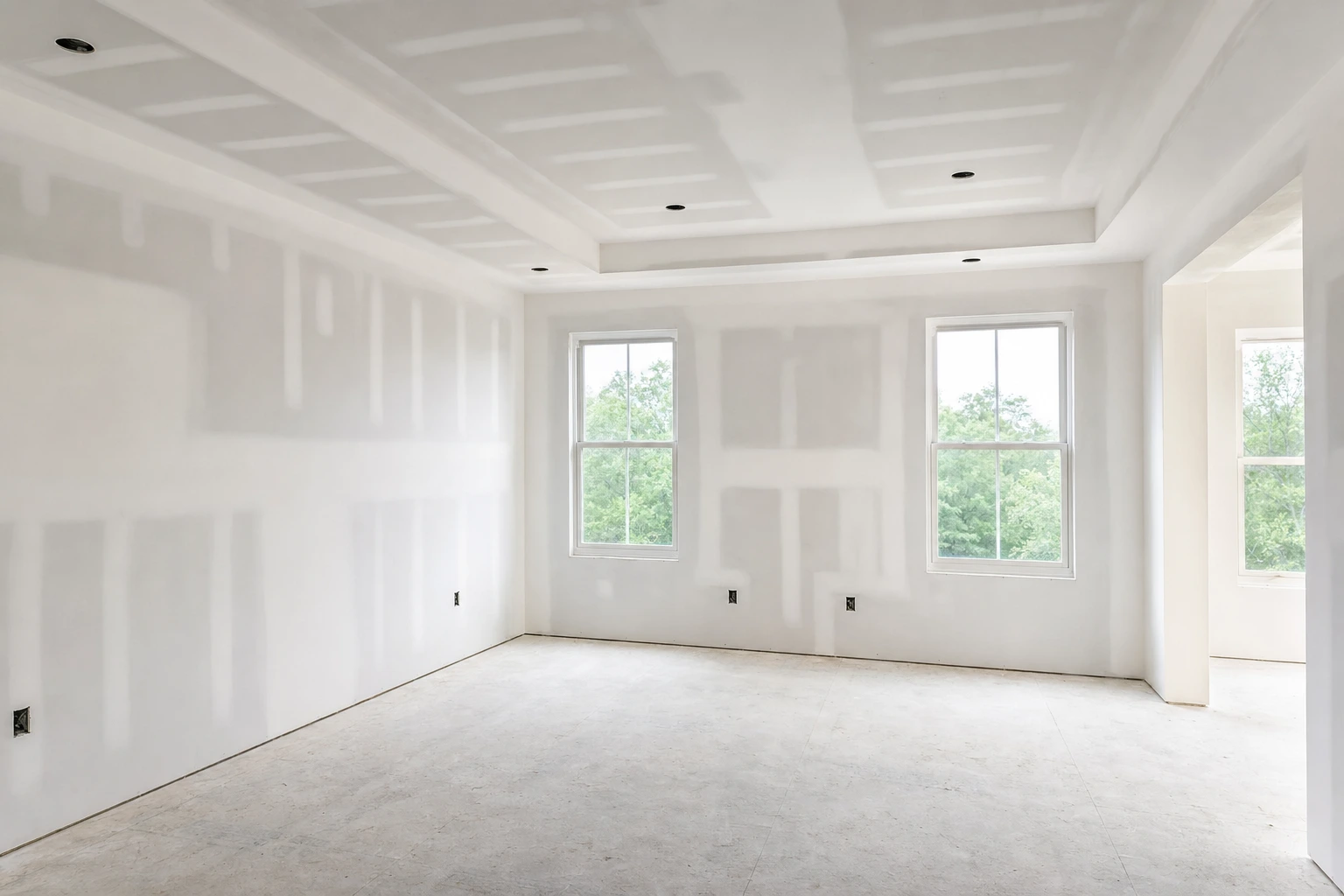 New drywall ready for primer and paint