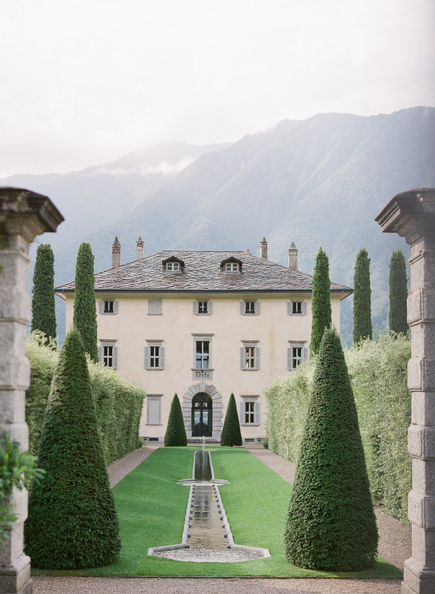 Warm outdoor wedding venue courtyard