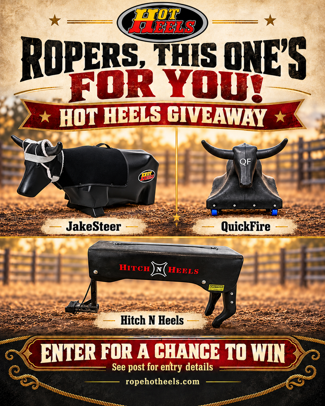 Hot Heels giveaway: JakeSteer, QuickFire and Hitch N Heels roping machines