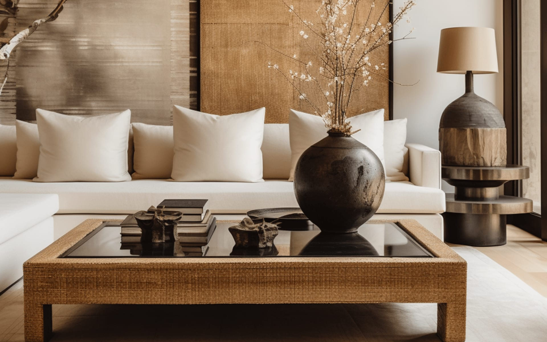 Santa Barbara living room with styled coffee table