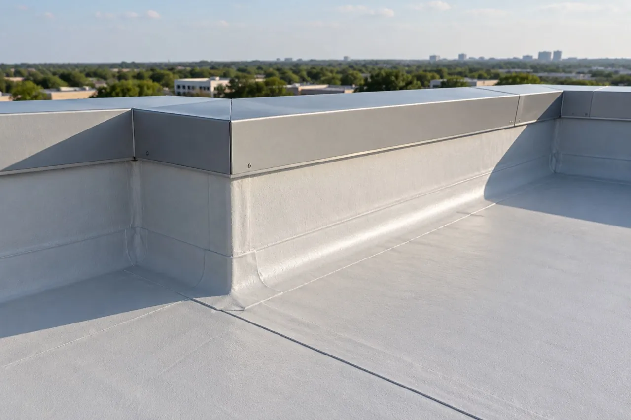 commercial membrane roof perimeter and parapet detail