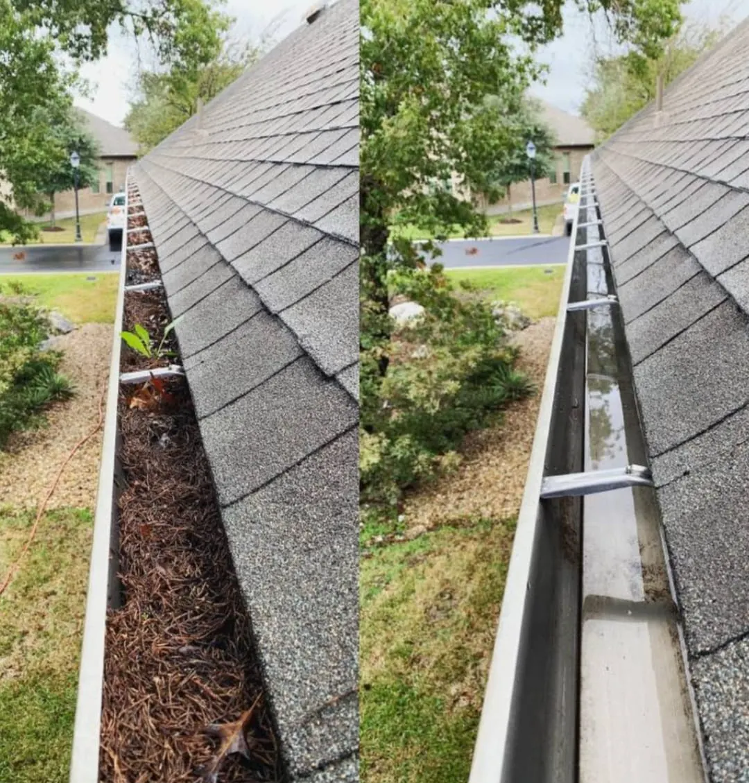 Gutter run before and after hand cleaning in Metro Vancouver