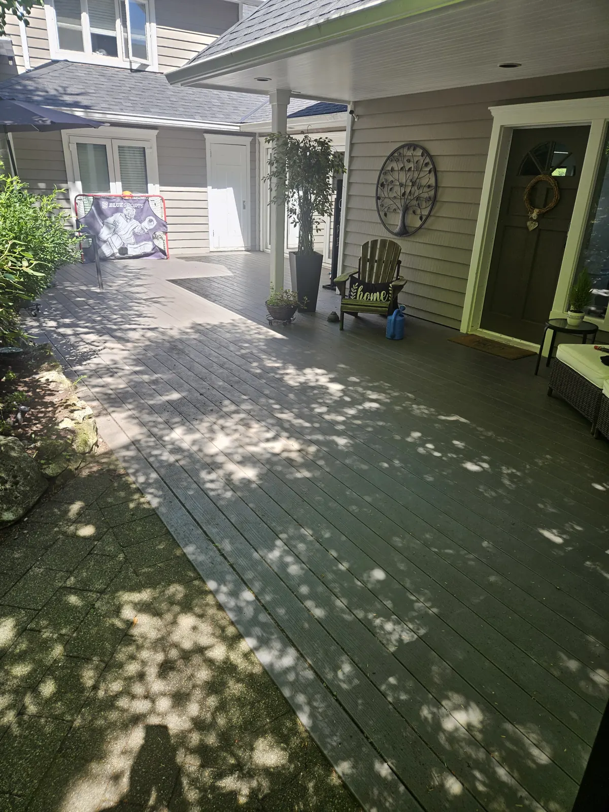 Front porch deck in Metro Vancouver after pressure washing