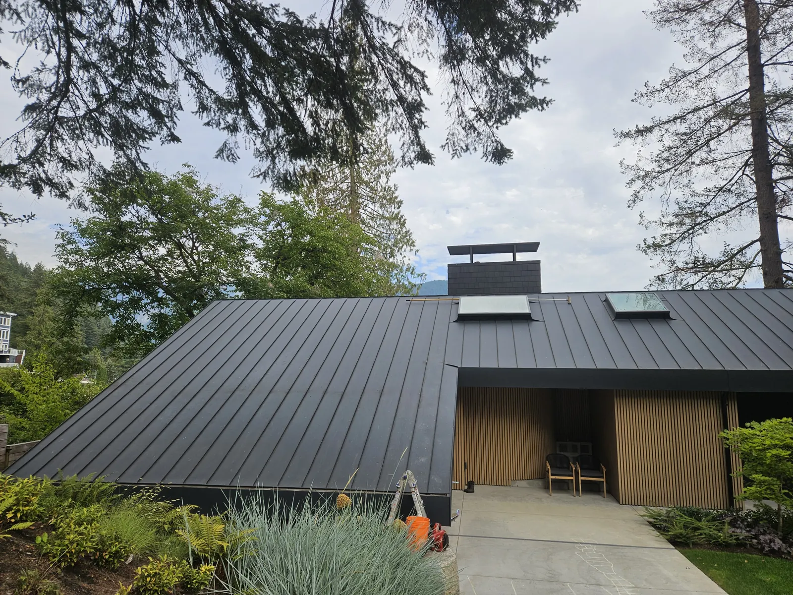 Metal roof on a Metro Vancouver home after debris clearing