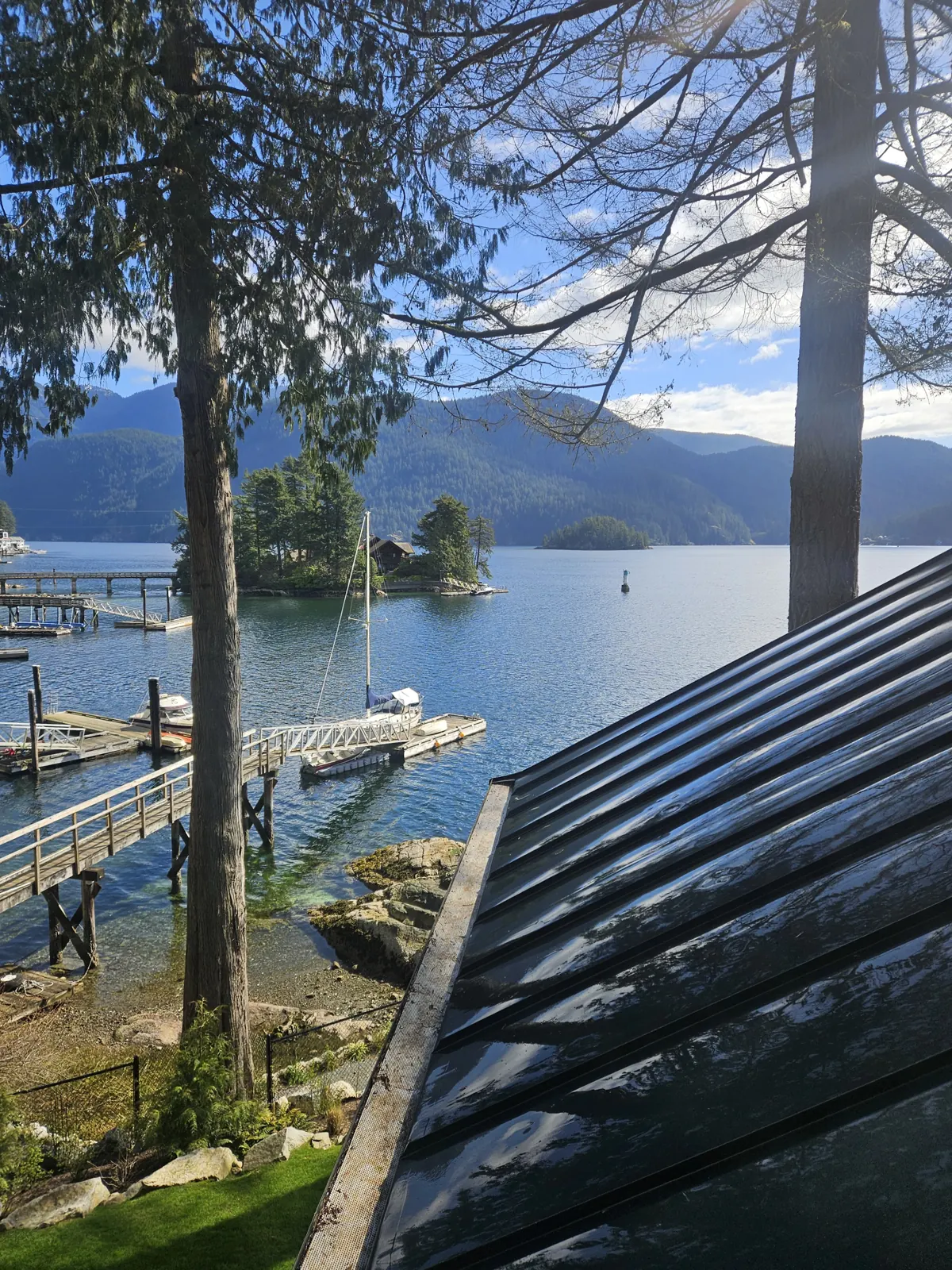 Metal roof on a waterfront home in Metro Vancouver